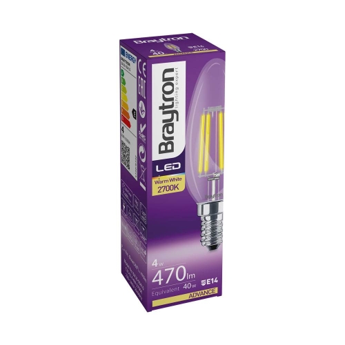 Žarulja LED 4W 2700K 470lm E14 C35 CLR IP20 filament BRAYTRON BA36-00410