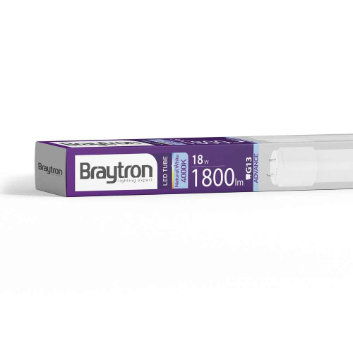 Cijev LED T8 18W 4000K 1800lm 120cm IP20 staklena obostrano napajanje BRAYTRON BA52-01281