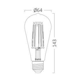 Žarulja LED 6W 2200K 540lm E27 ST64 IP20 amber filament BRAYTRON BB46-00620