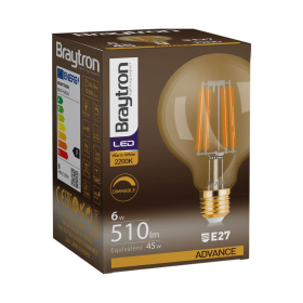 Žarulja LED 6W 2200K 540lm E27 G95 IP20 amber filament dimabilna BRAYTRON BB47-60620
