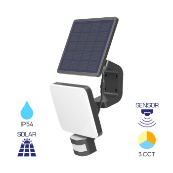 Solarna zidna svjetiljka 15W 3CCT 181x347mm IP54 sa senzorom siva SOLARIS BRAYTRON BG36-00281