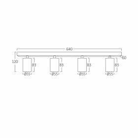 Kućište za GU10 žarulju max 4x35W 640x120x60mm IP20 okruglo bijelo BRAYTRON BH04-00840