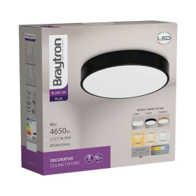 Stropna svjetiljka 45W 3/1 4650lm IP20 daljinskim upravljačem okrugla crna BRAYTRON BH16-04291