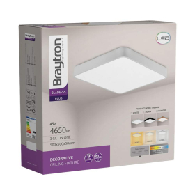 Stropna svjetiljka 45W 3/1 4650lm IP20 s daljinskim upravljačem kvadratna bijela BRAYTRON BH16-05290
