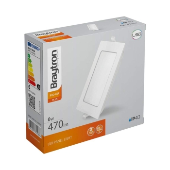 Panel LED 6W 4000K 470lm IP40 ugradbeni kvadratni bijeli BRAYTRON BP02-60610