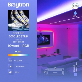 Traka LED 10W/m RGB 96 LED/m 5050 220-240V IP54 BRAYTRON BS01-00508