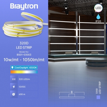 Traka LED COBLINE 10W/m 6500K 1050lm/m 320LED/m 12VDC IP20 BRAYTRON BS01-03003