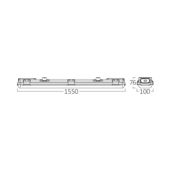 Vodotijesno kućište 150cm 2xT8 - bez cijevi max 2x35W PC IP65 milky BRAYTRON BT05-21582