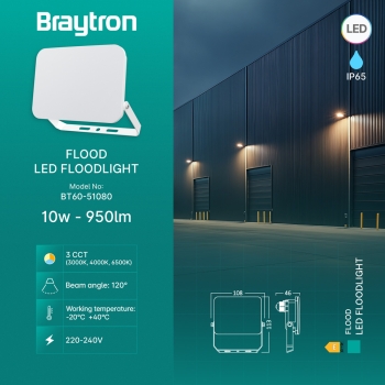 Reflektor LED 10W 3CCT 950lm IP65 bijeli BRAYTRON BT60-51080