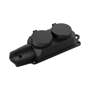 Prenosiva utičnica 2x sa poklopcem bez kabela IP44 crna BRAYTRON BY72-01002