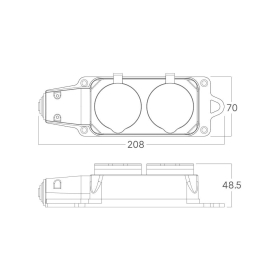 Prenosiva utičnica 2x sa poklopcem bez kabela IP44 crna BRAYTRON BY72-01002