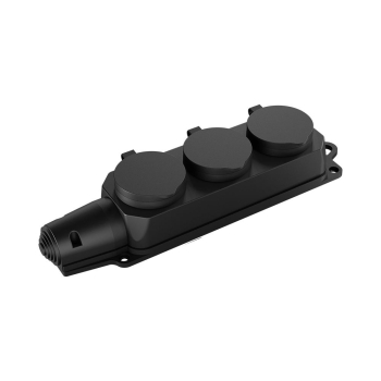 Prenosiva utičnica 3x sa poklopcem bez kabela IP44 crna BRAYTRON BY72-01003