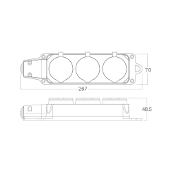 Prenosiva utičnica 3x sa poklopcem bez kabela IP44 crna BRAYTRON BY72-01003