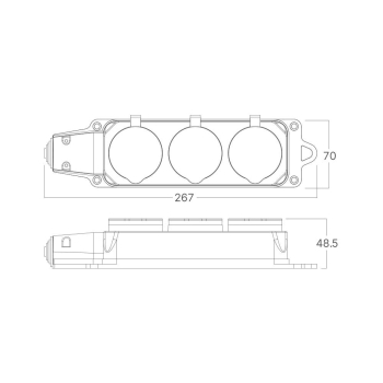 Prenosiva utičnica 3x sa poklopcem bez kabela IP44 crna BRAYTRON BY72-01003