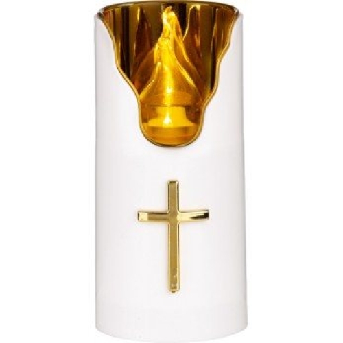 Svijeća električna 150mm plamen s križem na baterije LEDCANDLE707