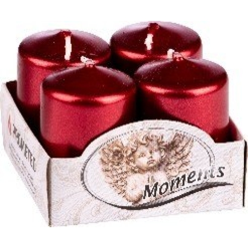 Adventske svijeće 4kom/pak 6x4cm metalik bordo ADVENTI METALLIC BURGUNDY