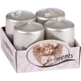 Adventske svijeće 4kom/pak 6x4cm srebrne ADVENTI METALLIC SILVER