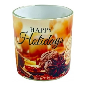 Svijeća staklena mirisna 75mm SRETAN BLAGDAN ROMA HAPPY HOLYDAY