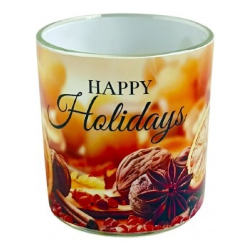 Svijeća staklena mirisna 75mm SRETAN BLAGDAN ROMA HAPPY HOLYDAY