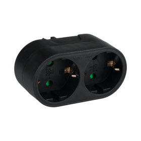 Schuko električni razdjelnik, 2 utičnice s uzemljenjem, crna DPM SP902B