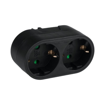 Schuko električni razdjelnik, 2 utičnice s uzemljenjem, crna DPM SP902B