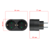 Schuko električni razdjelnik, 2 utičnice s uzemljenjem, crna DPM SP902B