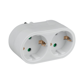 Schuko električni razdjelnik, 2 utičnice s uzemljenjem, bijela DPM SP902W
