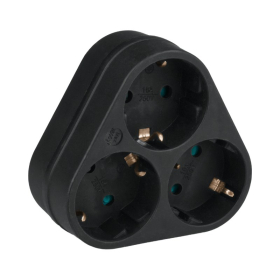 Schuko električni razdjelnik, 3 utičnice s uzemljenjem, crna DPM SP903B