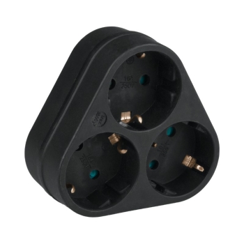 Schuko električni razdjelnik, 3 utičnice s uzemljenjem, crna DPM SP903B