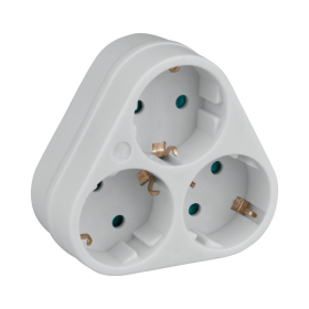 Schuko električni razdjelnik, 3 utičnice s uzemljenjem, bijela DPM SP903W