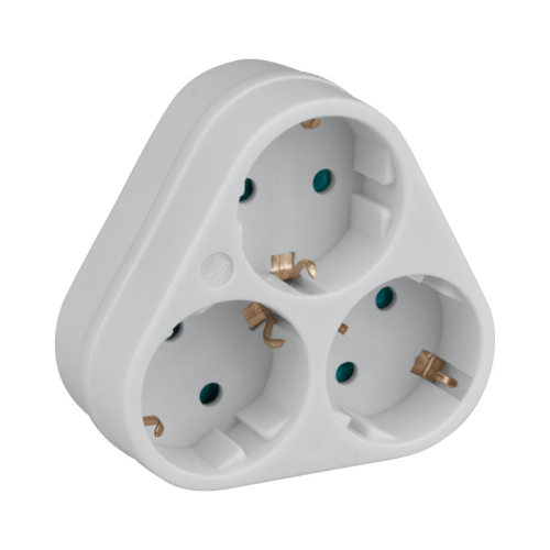 Schuko električni razdjelnik, 3 utičnice s uzemljenjem, bijela DPM SP903W