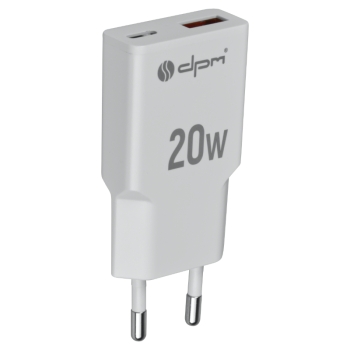 Punjač 2xUSB (A+C) QC 3.0, PD, PPS, 3 A, 20 W, bijeli DPM CLT20W