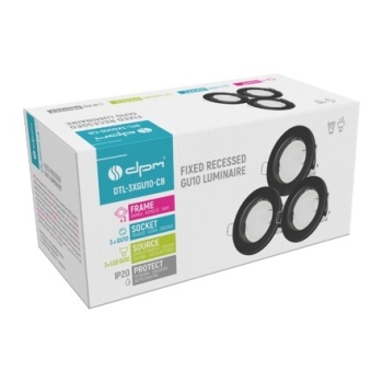 Stropna svjetiljka 3xGU10 3,5W 3000K 250lm okrugla crna 3kom/pak DTL-3XGU10-CB Stropna svjetiljka 3xGU10 3,5W 3000K 250lm okrugla crna 3kom/pak DTL-3XGU10-CB