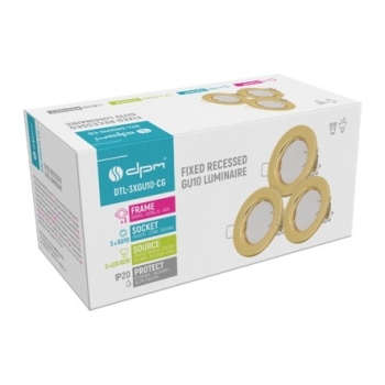 Stropna svjetiljka 3xGU10 3,5W 3000K 250lm okrugla zlatna 3kom/pak DTL-3XGU10-CG Stropna svjetiljka 3xGU10 3,5W 3000K 250lm okrugla zlatna 3kom/pak DTL-3XGU10-CG