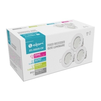 Stropna svjetiljka 3xGU10 3,5W 3000K 250lm okrugla bijela 3 kom/pak DTL-3XGU10-CW Stropna svjetiljka 3xGU10 3,5W 3000K 250lm okrugla bijela 3 kom/pak DTL-3XGU10-CW