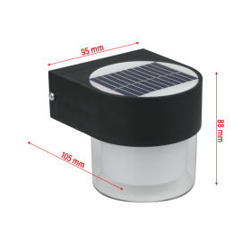Zidna solarna svjetiljka 2W 3000-6000K 300lm IP65 okrugla crna DPM GRD226C