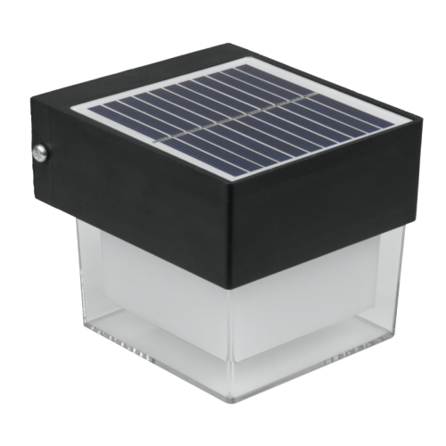 Zidna solarna svjetiljka 2W 3000-6000K 300lm IP65 kvadratna crna DPM GRD226S