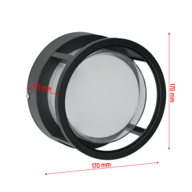 Zidna svjetiljka 12W 4000K 1200lm IP54 okrugla crna DPM GRD233
