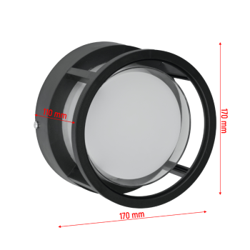 Zidna svjetiljka 12W 4000K 1200lm IP54 okrugla crna DPM GRD233