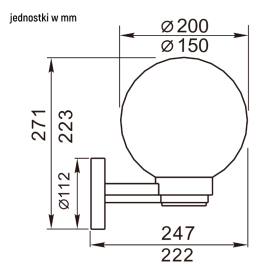Zidna svjetiljka E27 IP44 crna sa staklenom kuglom DPM GRD241