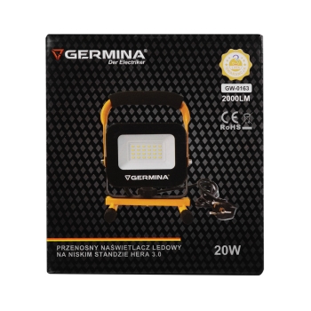 Reflektor radni LED 20W 6400K 2000lm IP65 crni nisko postolje Hera DPM GW-0163