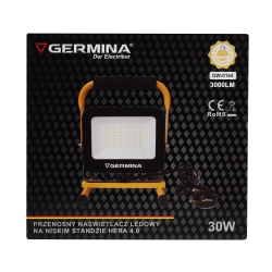 Reflektor radni LED 30W 6400K 3000lm IP65 crni nisko postolje Hera DPM GW-0164