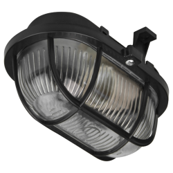 Zidna svjetiljka E27 40W 180x110x125mm IP44 brodska crna, staklo sa plastičnom mrežom DPM OPR055B