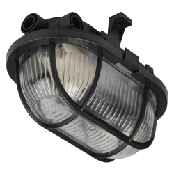 Zidna svjetiljka E27 40W 180x110x125mm IP44 brodska crna, staklo sa plastičnom mrežom DPM OPR055B