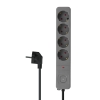 Prenosiva utičnica 4xSchuko sa prekidačem i zaštitom, siva, 3m, kabel 3x1.5mm2 DPM SMP4030G