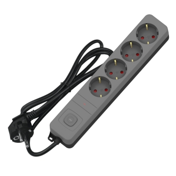 Prenosiva utičnica 4xSchuko sa prekidačem i zaštitom, siva, 3m, kabel 3x1.5mm2 DPM SMP4030G
