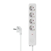 Prenosiva utičnica 4xSchuko sa prekidačem i zaštitom, bijela, 3m, kabel 3x1.5mm2 DPM SMP4030W