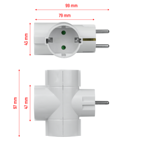 Schuko električni razdjelnik, 3 utičnice bijela DPM SP901W
