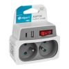Schuko električni razdjelnik s prekidačem, 3 utičnice, 2 USB bijela/siva DPM SP905 Schuko električni razdjelnik s prekidačem, 3 utičnice, 2 USB bijela/siva DPM SP905