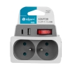 Schuko električni razdjelnik s prekidačem, 3 utičnice, 2 USB bijela/siva DPM SP905 Schuko električni razdjelnik s prekidačem, 3 utičnice, 2 USB bijela/siva DPM SP905